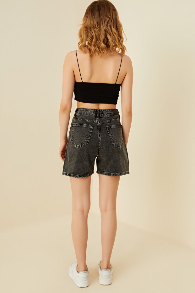 Anthracite Denim Shorts - 6