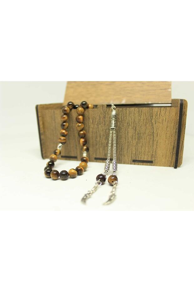 Tiger Eye Stone Prayer Beads 8mm with Wooden Box