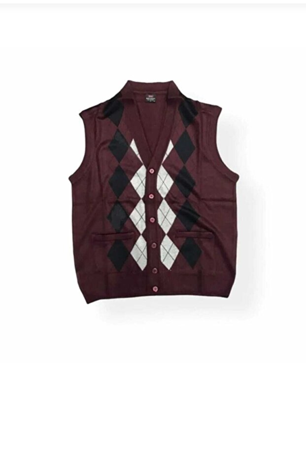 Men's Patterned Thin Wool Knitwear Dad Vest