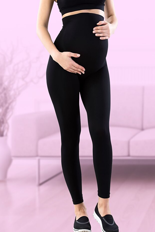 Angel Women's Black Seamless Non-Marking Maternity Tights 5402-h