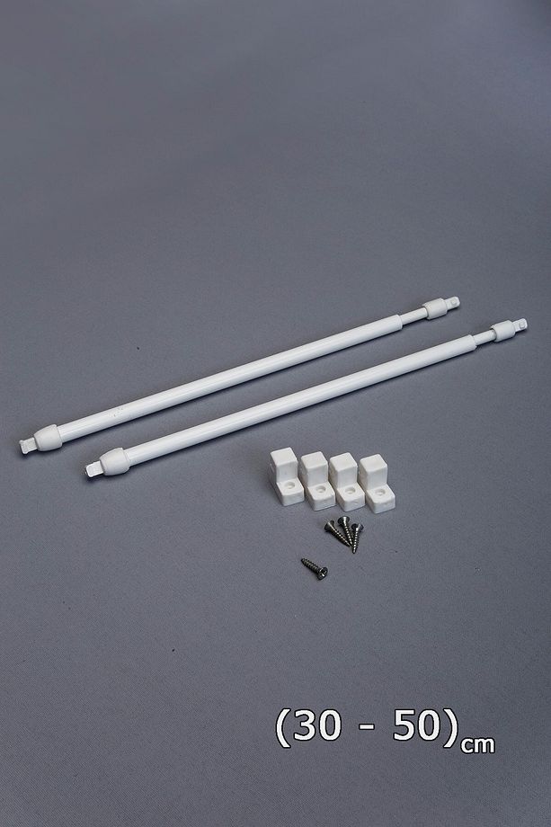 30 - 50 Cm Ayarlanabilir Briz Çubuğu 2 Adet Alüminyum Perde Borusu 4 Adet Başlık - 3