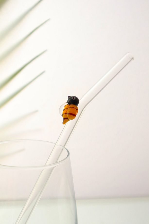 Arı Figürlü Murano Cam Tekli Pipet - 1
