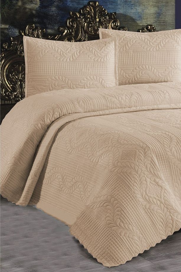 Mikrofiber Çift Kişilik Yatak Örtüsü - Yavruağzı - 1