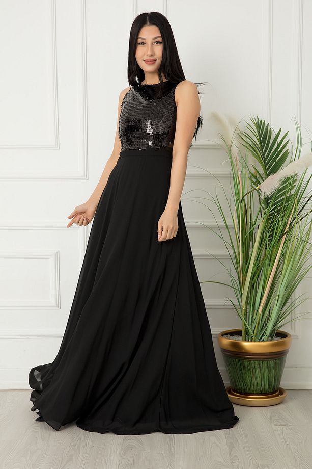 Baren 3787 Şifon Pulpayet Elbise - 4