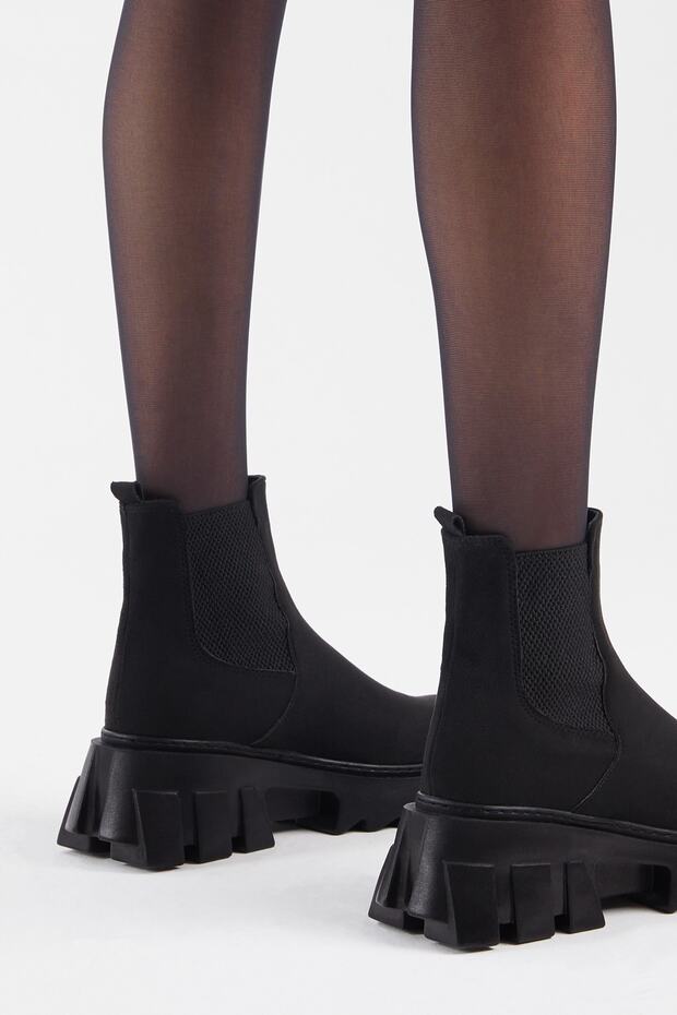 Női fekete velúr elasztikus kényelmes penészcsizma - 5