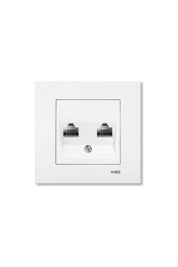 Karre Beyaz 2li Data Rj45 Internet Prizi Cat 5/ Cat 6 Çerçeve Dahil 3 Adet - 1