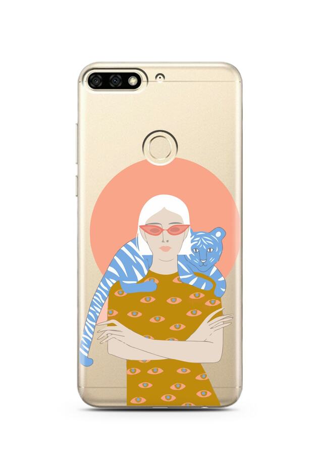 Huawei Y7 2018 Nude and Leon Design Super Transparent Phone Case