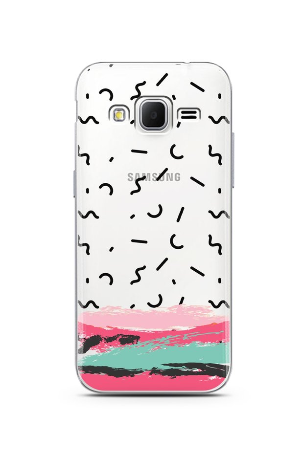 Super Transparent Phone Case with Samsung Core Prime Brush Pattern Design