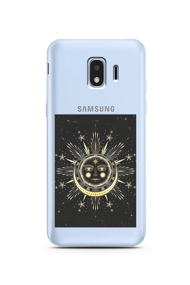 Super Transparent Phone Case for Samsung J2 Pro Sun Moon Design
