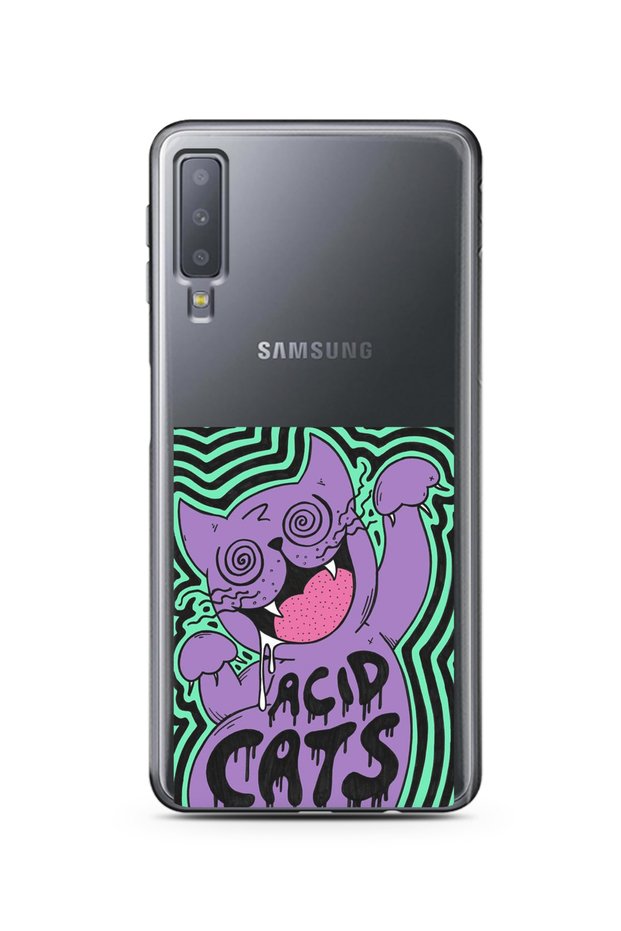 Super Transparent Phone Case for Samsung A7 2018 with Cracked Cat Design