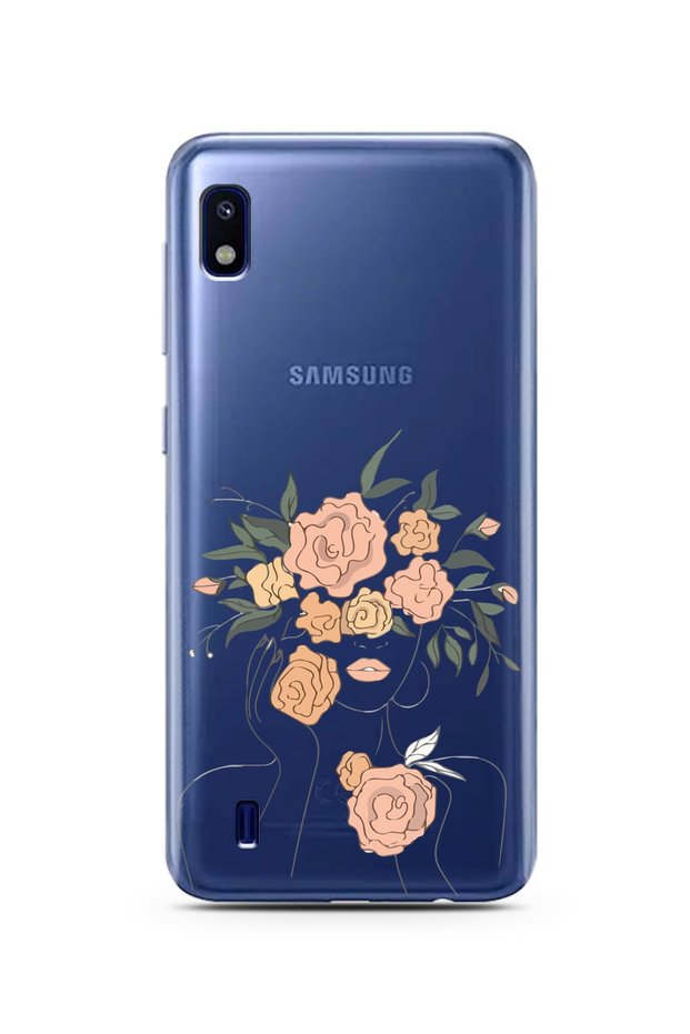 Super Transparent Phone Case for Samsung A10 Powder Flowers Design