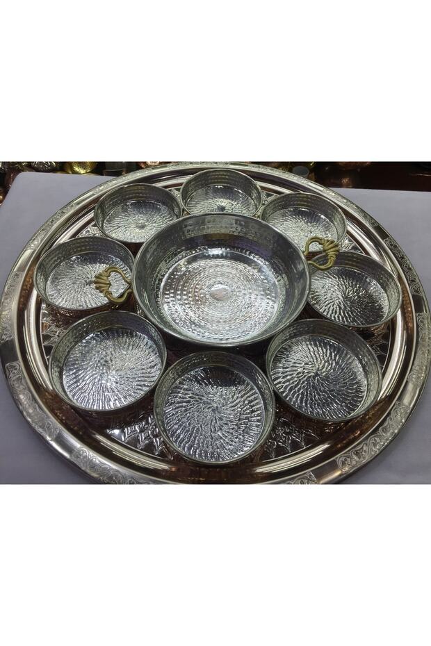طقم إفطار نحاسي مع مقلاة ساهان وصينية