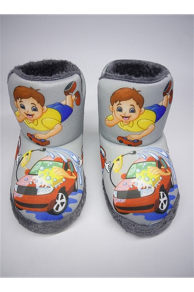 Gri Arabalı Baskılı Panduf - 1