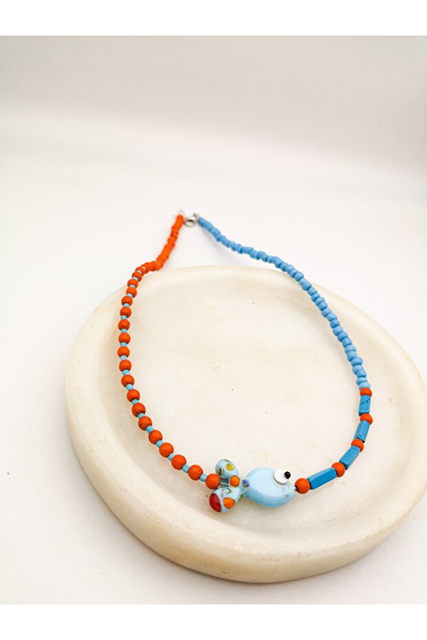 Murano Balık Turkuaz Kolye - 1