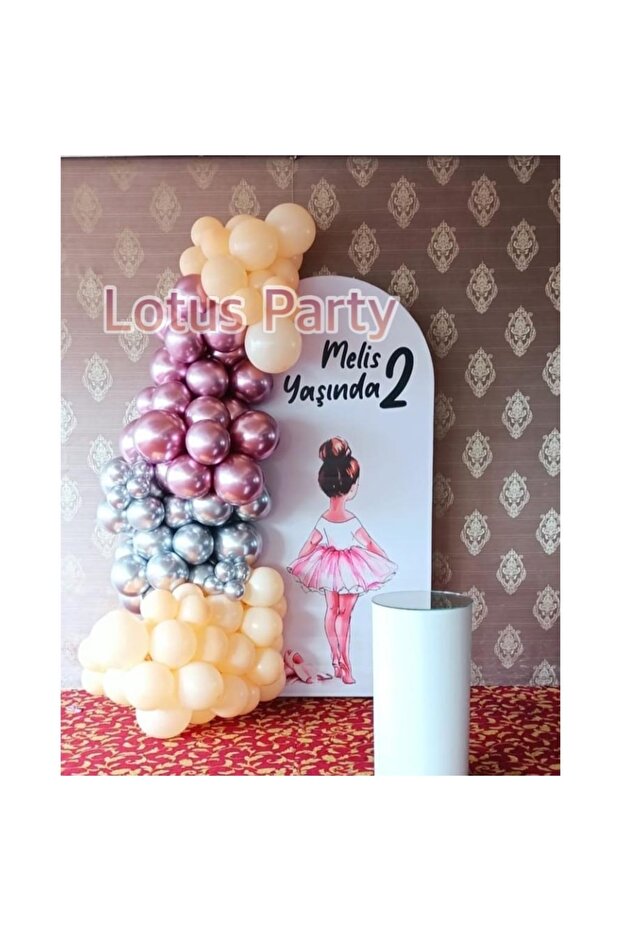 50 Pieces Balloon Chain Set (Salmon Color - Chrome Silver - Chrome Pink Balloon)