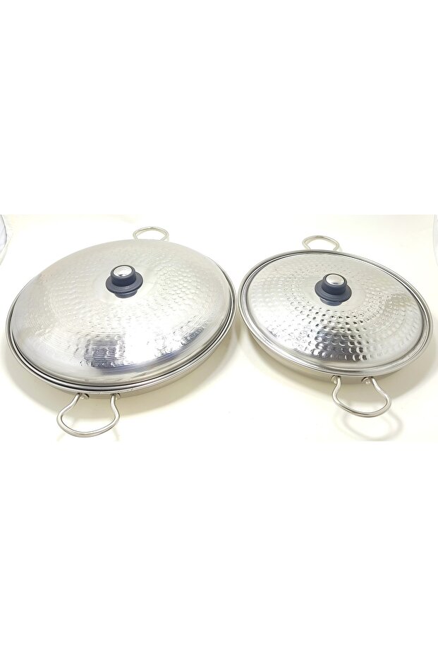 40 Cm +30 Cm Diameter 2-Piece Chrome Steel Lid Hair Roasting Pan