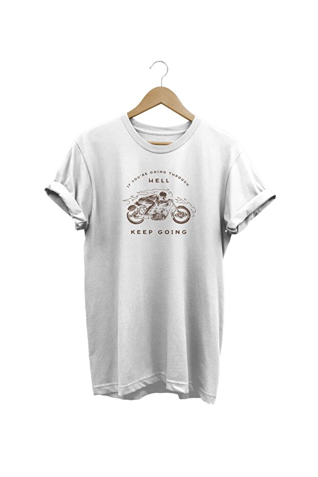 Motor Printed White T-Shirt