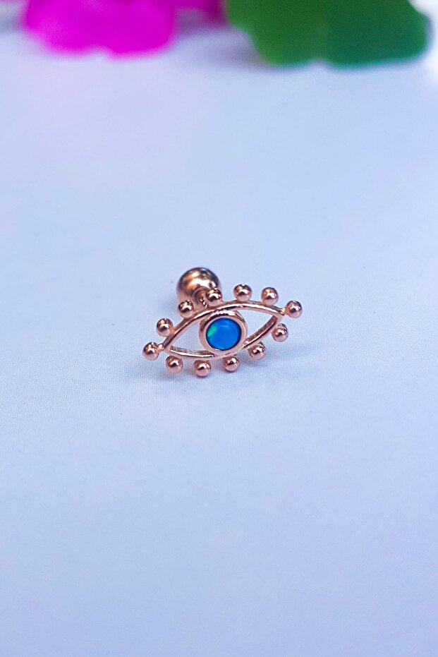 Tekli, Eye Opal Taşlı Piercing Küpe