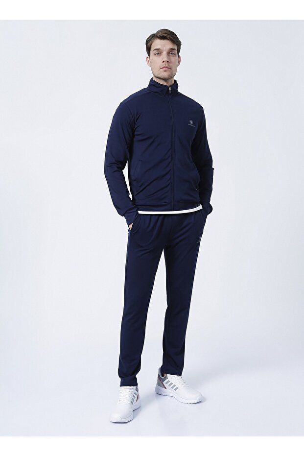 101079206 2m Alex Track Suit 2Fx Stand Collar Elastic Printed Navy Blue Men's Tracksuit Set