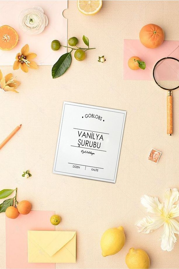 Sticker Etiket Beyaz Vanilya Şurubu Suya Dayanıklı Şişe Etiketi - 1