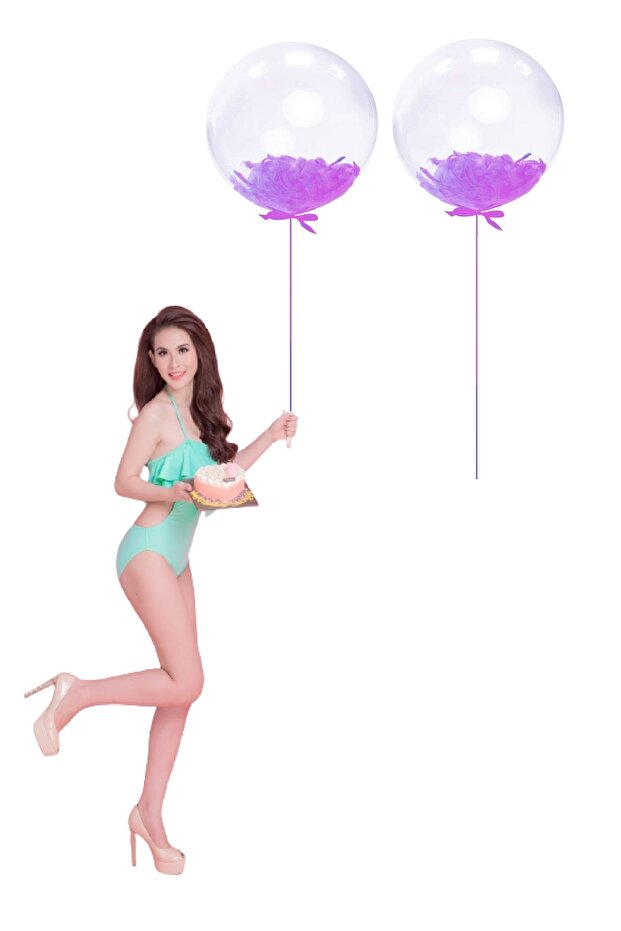 Purple Feather Transparent Glass Transparent Balloon 2 Pieces