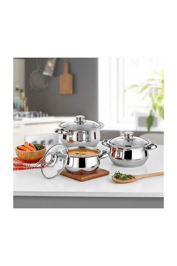 Çakır Mini Tencere Set 3 Lü Cam Kapaklı - 1