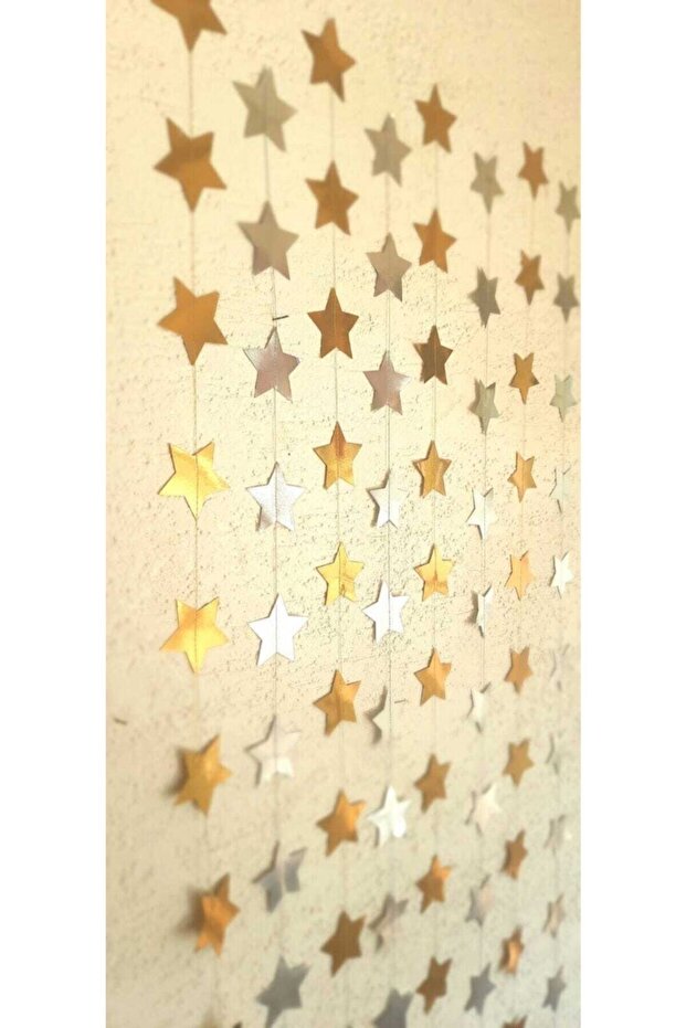 Star Paper Chain Ornament Metallized Gold Gilded Banner