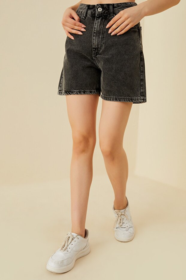 Anthracite Denim Shorts - 5