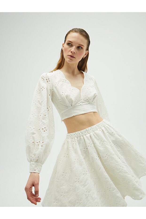 Λευκή Κεντητική Μπλούζα - 1