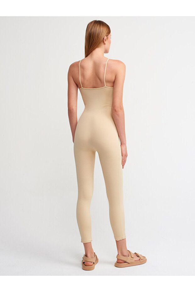 7957 Askılı Tulum-bej - 3