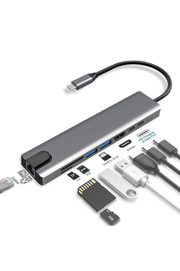 Ipad Pro 1 Ipad Prousb Type-c Hub Dönüştürücü Çevirici Çoklayıcı Usb Hdmı Micro Sd 8 Girişli - 1