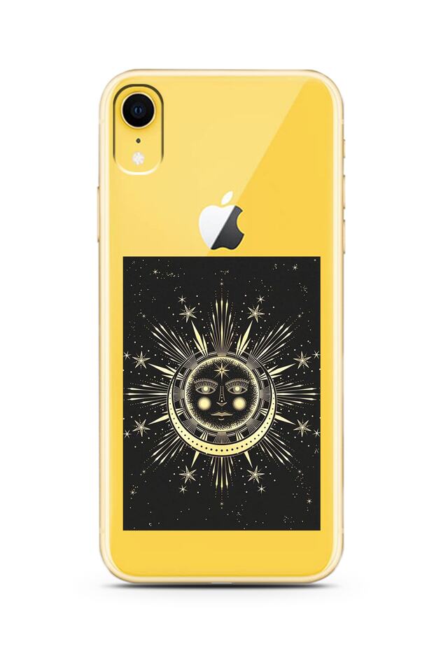 حافظة هاتف شفافة للغاية بتصميم Sun Moon لهاتف Iphone Xr