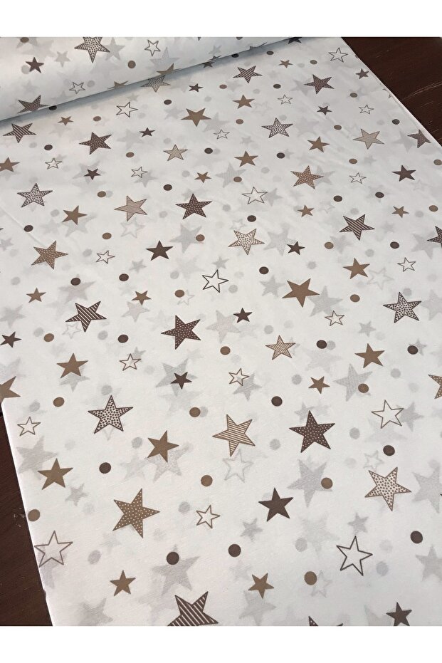 Cotton Children's Fitted Sheet 90x190 Brown Starry