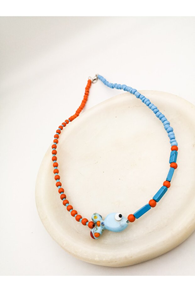 Murano Balık Turkuaz Kolye - 3