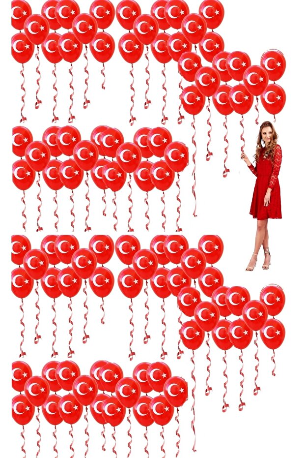 23 April Turkish Flag Balloon 100 Pieces