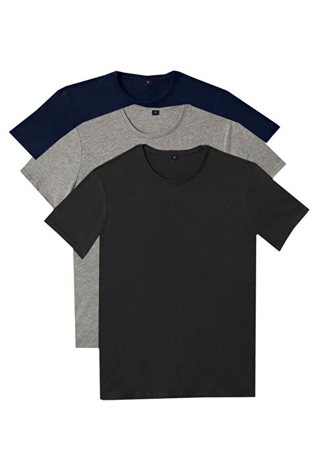 تي شيرت رجالي كلاسيكي أساسي عادي 3 قطع - 1