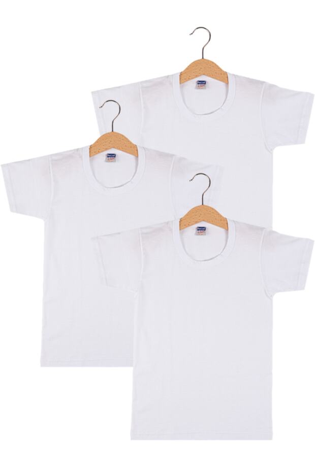 1502 Boy Short Sleeve Undershirt 3 Pieces 2-3 Years Old White Undershirt