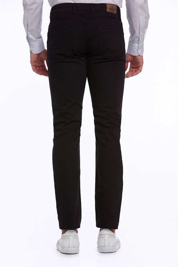 Siyah Regular Fit Düz Pamuklu 5 Cep Kot Pantolon - 6
