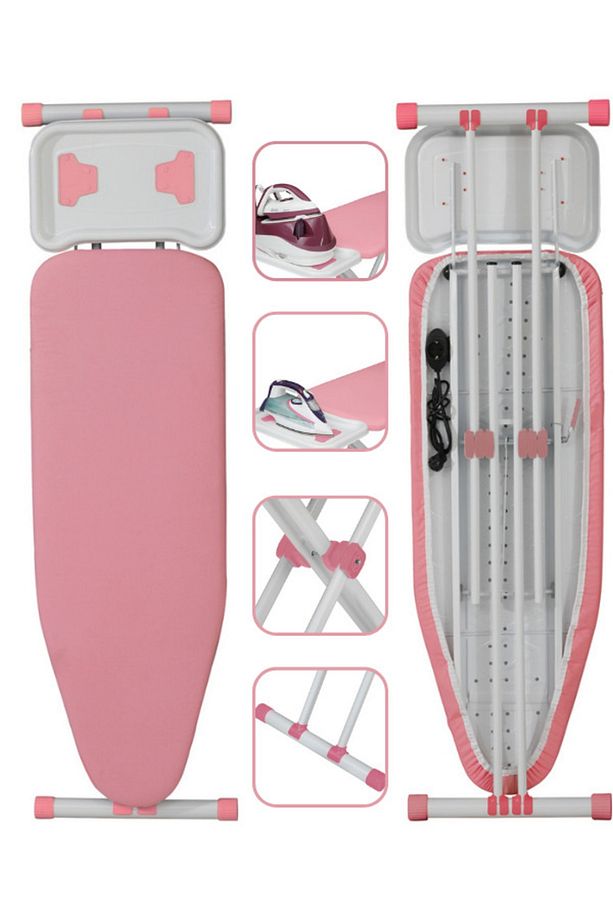 Harbinger Mm127 Powerboard Ütü Masası / Mm-039 Kalın Borulu Çamaşır Kurutma Askılığı Pembe Set - 5