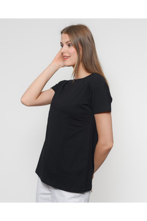 100% Cotton Comfortable Fit Regular Fit Crew Neck Plain Black T-Shirt