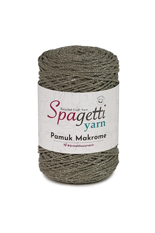 Glitter Macrame Khaki (Silver Glitter)