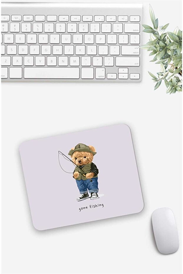 Fishing Teddy Patterned Mouse Pad - 1