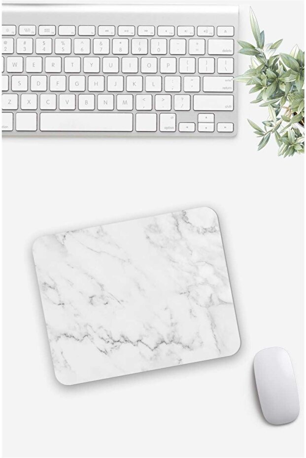 White Marble 2 Patterned Mouse Pad - 1