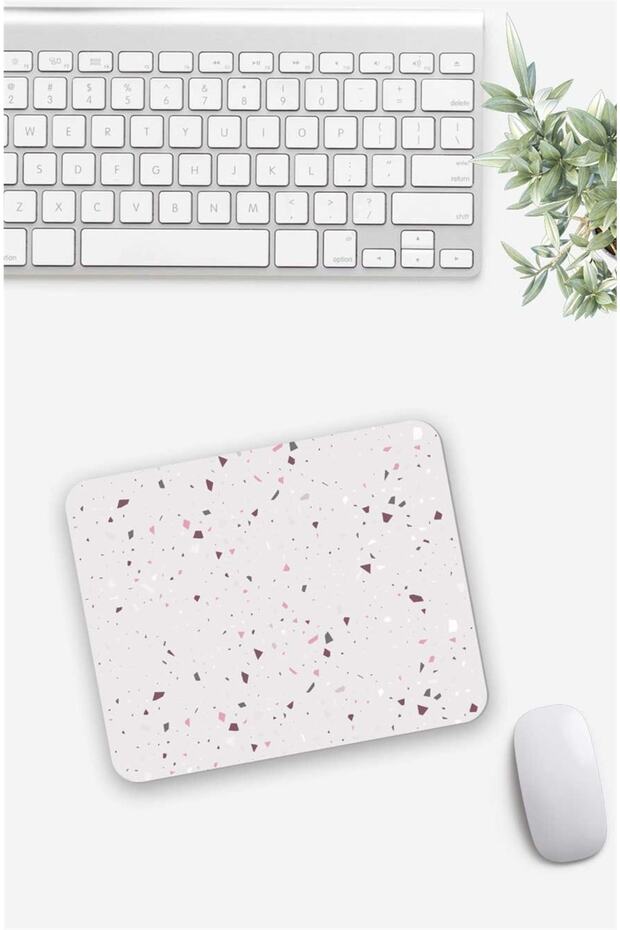 Pink Terrazzo Patterned Mouse Pad - 1