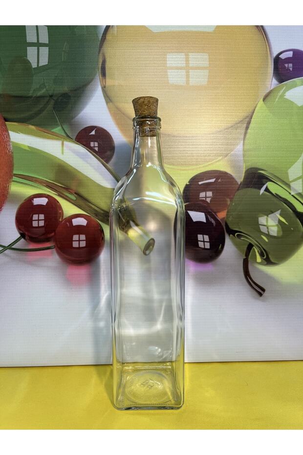 Şişecam 750 ml Empty Glass Bottle with Cork Cap Olive Oil Bottle Oil Bottle 10 Pieces