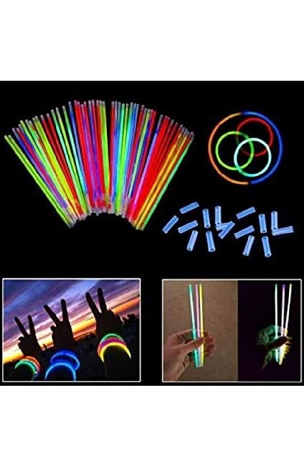 Neon Fosforlu Çubuk Glow Stick Parti Eğlencesi 10 Adet - 1