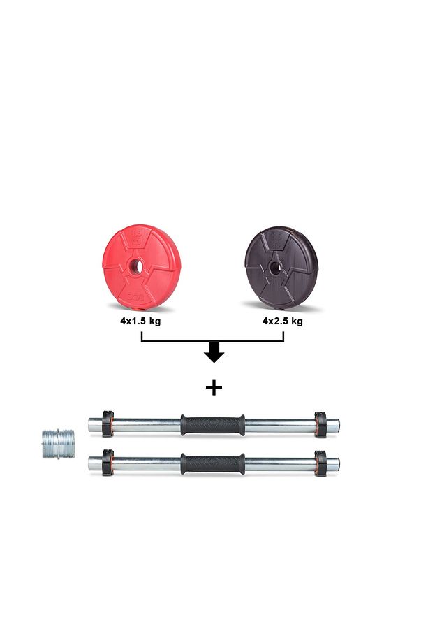 Kırmızı Spor 17 Kg Multifonksiyonel Kırmızı Siyah Halter Seti Ve Dambıl Seti Vinyl 17 kg Tek Ebat H - 2