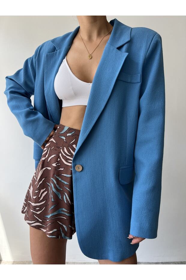 Lawrence Women's Blue Moroccan Linen Jacket