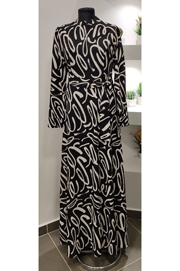 Tesettür Elbise / Eflin Elbise Siyah - 1