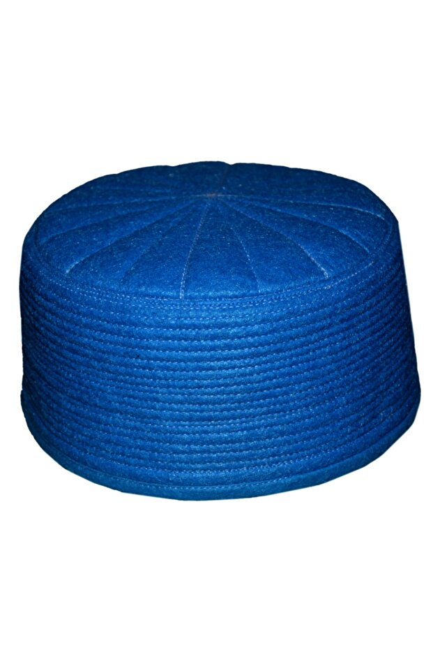 Turquoise Felt Skullcap, Turquoise Fes, Molded Skullcap, Tweezers, T032